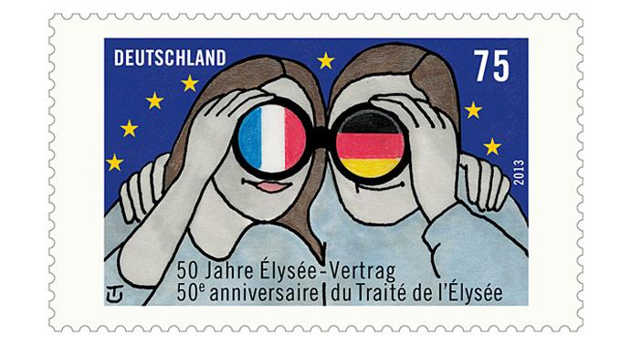 Sonderbriefmarke zum Élysée-Jubiläum.